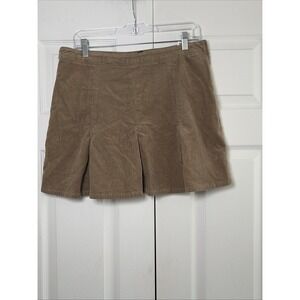 Versona Pleated Corduroy Mini Skirt Womens Size 12 Tan Academia Preppy Cotton